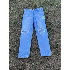 Express girlfriend high rise‎ embellished jewel jeans daisy flower Size 4